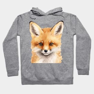 portrait of a cute fox watercolor Hoodie